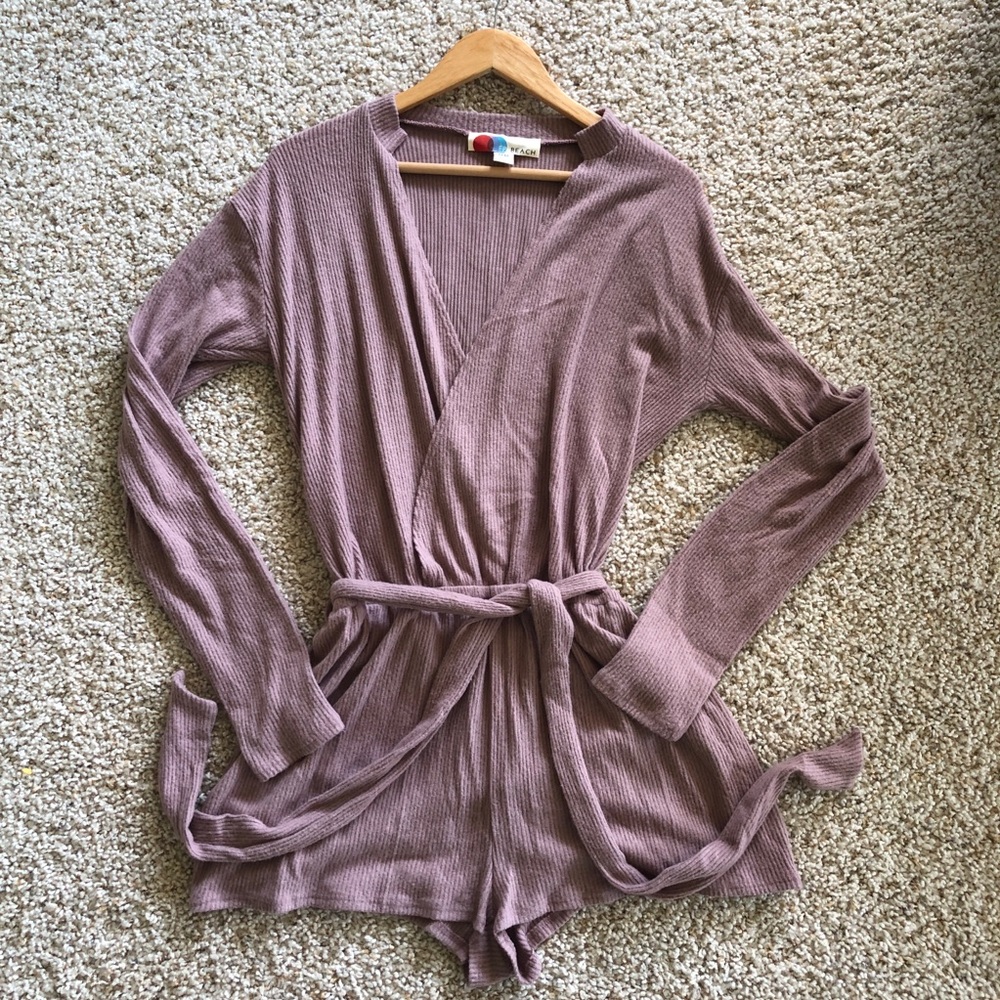 Free people Romper long sleeve soft taupe cozy